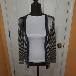 Blue & White Striped Cardi Sweater